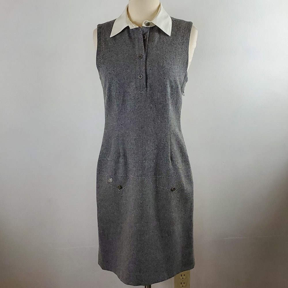 TED BAKER London Gray Wool Blend Jumper Dress 2 EUC